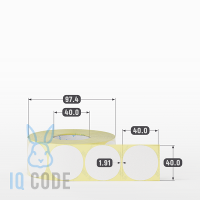 Термоэтикетка ТОП 40х40, втулка 40 мм (к) (рядов 1 по 1000 шт) круглая IQ code Термоэтикетка ТОП 40х40, втулка 40 мм (к) (рядов 1 по 1000 шт) круглая IQ code