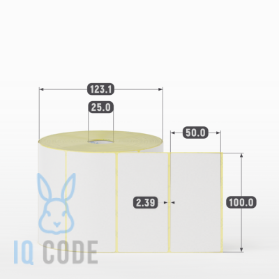 Этикетка самоклеящаяся 100х50 (рядов 1 по 1 500 шт) Termo TOP съёмный клей в рулоне, втулка 25 мм (к) IQ code