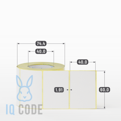 Термоэтикетка ЭКО 60х40 (рядов 1 по 500 шт)  в рулоне, втулка 40 мм (к) IQ code