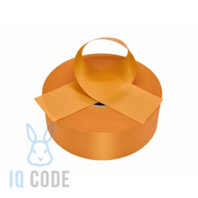 Сатиновая лента 25мм х 200м втулка 76 мм, цвет - оранжево-желтый