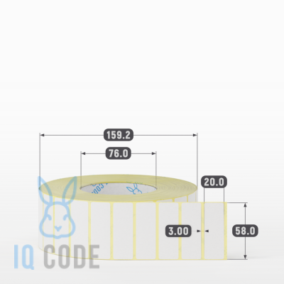 Термоэтикетка ТОП 58х20 (рядов 1 по 5 000 шт)  в рулоне, втулка 76 мм (к) IQ code