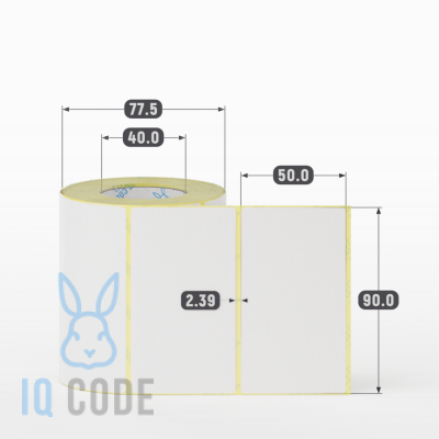 Термоэтикетка ЭКО 90х50 (рядов 1 по 450 шт)  в рулоне, втулка 40 мм (к) IQ code