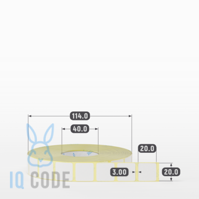 Термоэтикетка ЭКО 20х20 (рядов 1 по 3 000 шт) в рулоне, втулка 40 мм (к) IQ code Термоэтикетка ЭКО 20х20 (рядов 1 по 3 000 шт) в рулоне, втулка 40 мм (к) IQ code
