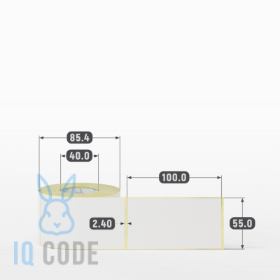 Термоэтикетка ЭКО 55х100 (рядов 1 по 300 шт)  в рулоне, втулка 40 мм (к) IQ code