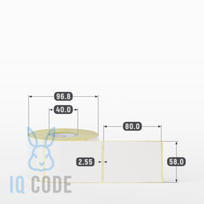 Этикетка самоклеящаяся 58х80 (рядов 1 по 500 шт) Termo TOP съёмный клей в рулоне, втулка 40 мм (к) IQ code
