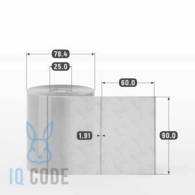 Этикетка самоклеящаяся с печатью 90х60 (рядов 1 по 500 шт) Прозрачный полипропилен в рулоне, втулка 25 мм (к) IQ code + Черная метка