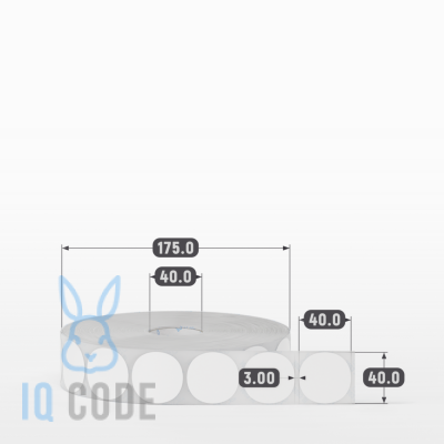 Полипропиленовая этикетка 40х40 белая, втулка 40 мм (к) (рядов 1 по 4000 шт) круглая IQ code	