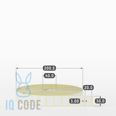 Термоэтикетка ТОП 30х20 (рядов 1 по 10 000 шт)  в рулоне, втулка 40 мм (к) IQ code