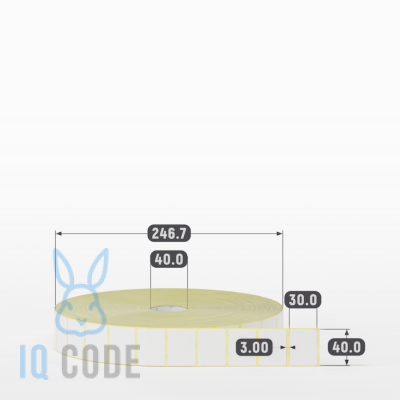Термоэтикетка ТОП 40х30 (рядов 1 по 10 000 шт)  в рулоне, втулка 40 мм (к) IQ code