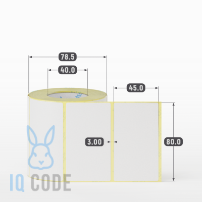 Термоэтикетка ТОП 80х45 (рядов 1 по 500 шт)  в рулоне, втулка 40 мм (к) IQ code