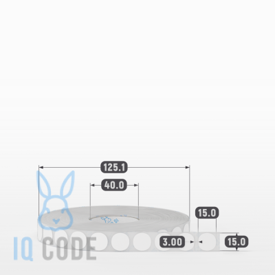 Полипропиленовая этикетка 15х15 белая, втулка 40 мм (к) (рядов 1 по 5000 шт) круглая IQ code	