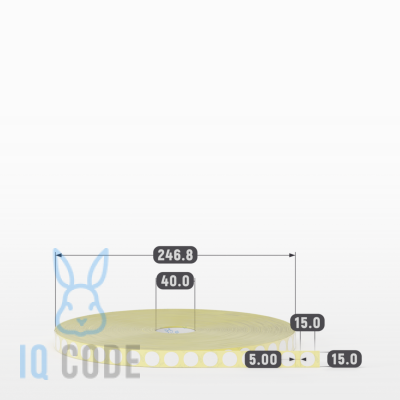 Термоэтикетка ТОП круглая 15 мм (рядов 1 по 20 000 шт)  в рулоне, втулка 40 мм (к) IQ code