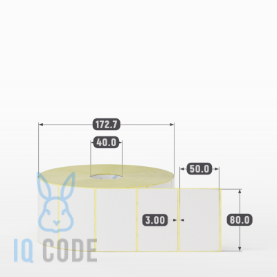 Термоэтикетка ЭКО 80х50 (рядов 1 по 3 000 шт)  в рулоне, втулка 40 мм (к) IQ code