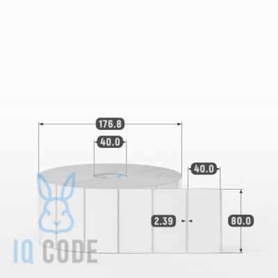 Этикетка самоклеящаяся 80х40 (рядов 1 по 4 000 шт) Полипропилен белый Tyre в рулоне, втулка 40 мм (к) IQ code