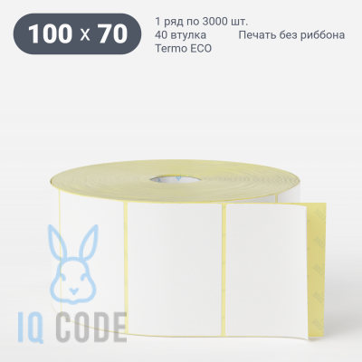 Термоэтикетка ЭКО 100х70 (рядов 1 по 3 000 шт)  в рулоне, втулка 40 мм (к) IQ code