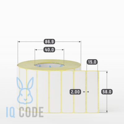 Термоэтикетка ЭКО 58х15 (рядов 1 по 2 000 шт)  в рулоне, втулка 40 мм (к) IQ code