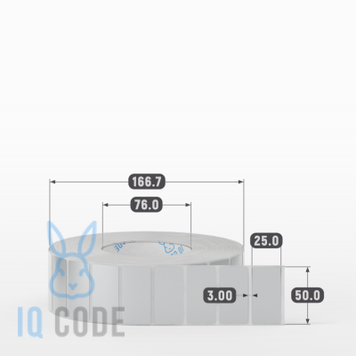 Этикетка самоклеящаяся 50х25 (рядов 1 по 5 000 шт) PET Matt Silver в рулоне, втулка 76 мм (к) IQ code