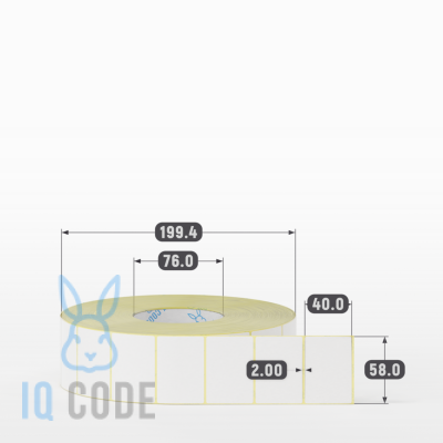 Термоэтикетка ЭКО 58х40 (рядов 1 по 4 500 шт) в рулоне, втулка 76 мм (к) IQ code Термоэтикетка ЭКО 58х40 (рядов 1 по 4 500 шт) в рулоне, втулка 76 мм (к) IQ code