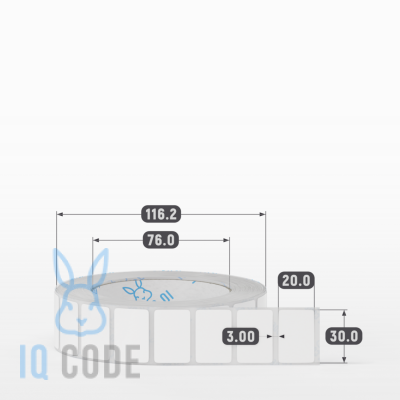 Этикетка самоклеящаяся 30х20 (рядов 1 по 2 000 шт) Полипропилен белый Tyre каучук в рулоне, втулка 76 мм (к) IQ code