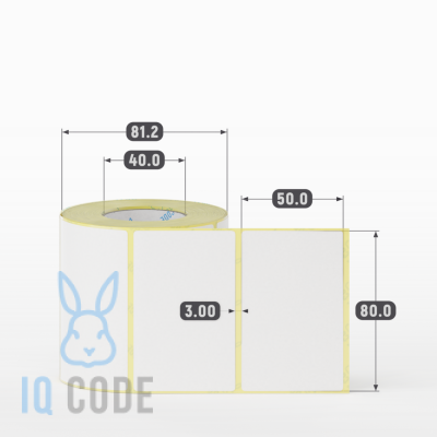 Термоэтикетка ТОП 80х50 (рядов 1 по 500 шт)  в рулоне, втулка 40 мм (к) IQ code