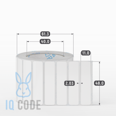 Полипропиленовая этикетка 48х11 белая, втулка 40 мм (к) (рядов 1 по 1000 шт)  IQ code	