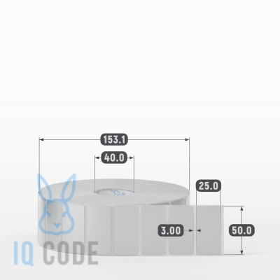 Этикетка самоклеящаяся 50х25 (рядов 1 по 5 000 шт) PET Matt Silver в рулоне, втулка 40 мм (к) IQ code