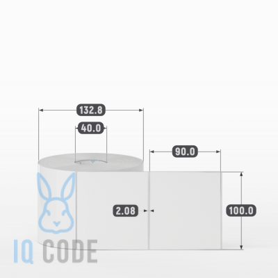 Полипропиленовая этикетка 100х90 белая, втулка 40 мм (к) (рядов 1 по 1000 шт)  IQ code	
