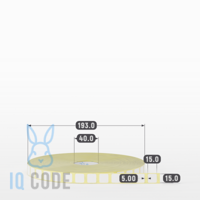 Термоэтикетка ТОП 15х15 (рядов 1 по 12 000 шт)  в рулоне, втулка 40 мм (к) IQ code