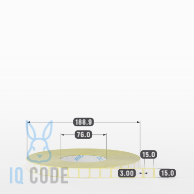 Термоэтикетка ТОП 15х15 (рядов 1 по 10 000 шт)  в рулоне, втулка 76 мм (к) IQ code