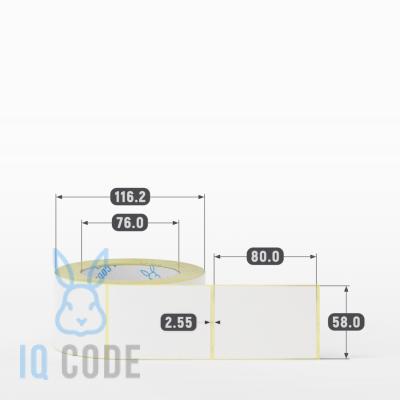 Термоэтикетка ЭКО 58х80 (рядов 1 по 500 шт)  в рулоне, втулка 76 мм (к) IQ code