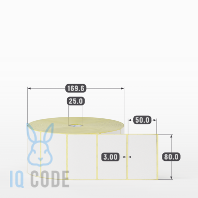 Термоэтикетка ЭКО 80х50 (рядов 1 по 3 000 шт)  в рулоне, втулка 25 мм (к) IQ code
