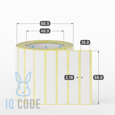 Термоэтикетка ЭКО 58х10 (рядов 1 по 1 000 шт) в рулоне, втулка 40 мм (к) IQ code Термоэтикетка ЭКО 58х10 (рядов 1 по 1 000 шт) в рулоне, втулка 40 мм (к) IQ code