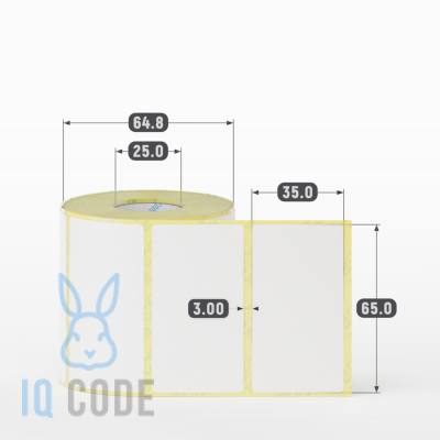 Термоэтикетка ТОП 65х35 (рядов 1 по 500 шт)  в рулоне, втулка 25 мм (к) IQ code