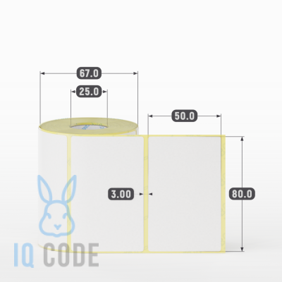 Термоэтикетка ЭКО 80х50 (рядов 1 по 400 шт)  в рулоне, втулка 25 мм (к) IQ code