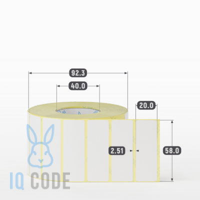 Термоэтикетка ЭКО 58х20, втулка 40 мм (к) (рядов 1 по 1800 шт)  IQ code	