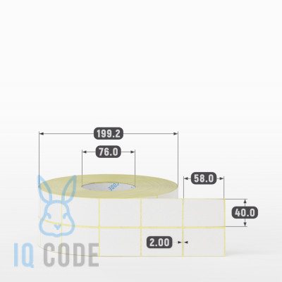 Термоэтикетка ТОП 40х58 (рядов 2 по 3 000 шт) в рулоне, втулка 76 мм (к) IQ code Термоэтикетка ТОП 40х58 (рядов 2 по 3 000 шт) в рулоне, втулка 76 мм (к) IQ code