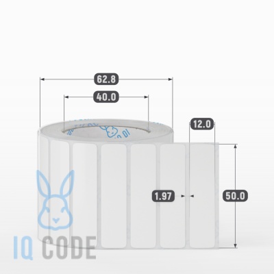 Полипропиленовая этикетка 50х12 белая, втулка 40 мм (к) (рядов 1 по 1000 шт)  IQ code	