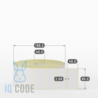 Термотрансферная этикетка 80х40 (рядов 1 по 5 000 шт) Полуглянец в рулоне, втулка 40 мм (к) IQ code
