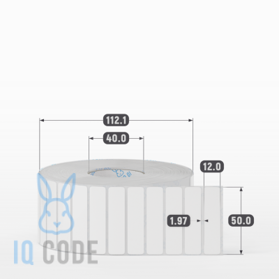Полипропиленовая этикетка 50х12 белая, втулка 40 мм (к) (рядов 1 по 5000 шт)  IQ code	