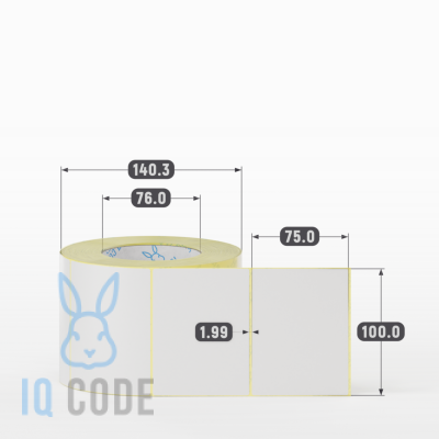 Термотрансферная этикетка  100х75 полуглянцевая, втулка 76 мм (к) (рядов 1 по 1000 шт) IQ code	
