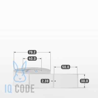 Полипропиленовая этикетка 30х50 белая, втулка 40 мм (к) (рядов 1 по 500 шт)  IQ code	