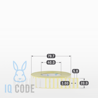 Термоэтикетка ЭКО 20х5 (рядов 1 по 5 000 шт)  в рулоне, втулка 40 мм (к) IQ code