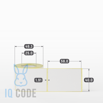Термоэтикетка ТОП 40х58 (рядов 1 по 150 шт)  в рулоне, втулка 25 мм (к) IQ code