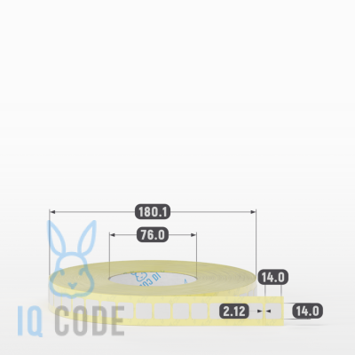 Термотрансферная этикетка 14х14 (рядов 1 по 10 000 шт) Полуглянец в рулоне, втулка 76 мм (к) IQ code