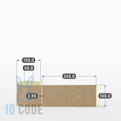 Этикетка самоклеящаяся 100х245 (рядов 1 по 200 шт) Крафт в рулоне, втулка 40 мм (к) IQ code