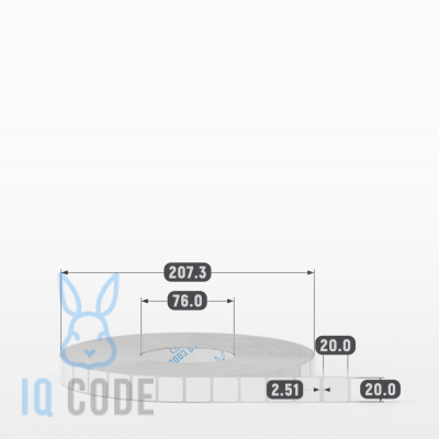Этикетка самоклеящаяся 20х20 (рядов 1 по 10 000 шт) Полипропилен матовый в рулоне, втулка 76 мм (к) IQ code