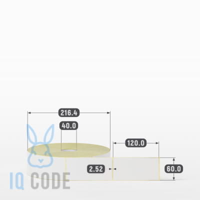 Термоэтикетка ТОП 60х120 (рядов 1 по 2 000 шт)  в рулоне, втулка 40 мм (к) IQ code