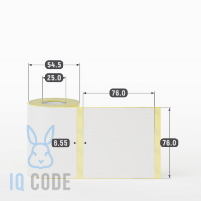 Термоэтикетка ТОП 76х76, втулка 25 мм (к) (рядов 1 по 150 шт)  IQ code	