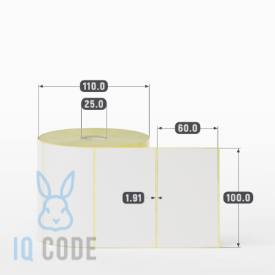 Термоэтикетка ТОП 100х60, втулка 25 мм (к) (рядов 1 по 1000 шт)  IQ code	