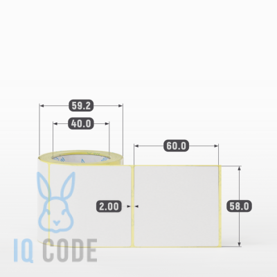 Термоэтикетка ТОП 58х60 (рядов 1 по 150 шт)  в рулоне, втулка 40 мм (к) IQ code